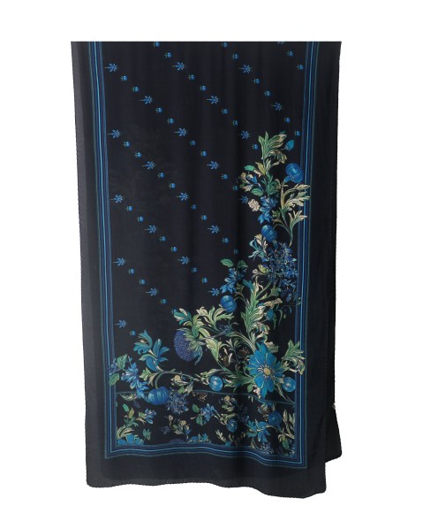 Crepe Silk Scarf - Midnight Bloom Crepe Silk Scarf - Midnight Bloom