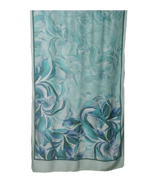 Crepe Silk Scarf - Lagoon Leaves Crepe Silk Scarf - Lagoon Leaves