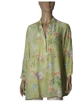 Long Silk Shirt -Vintage Botanica