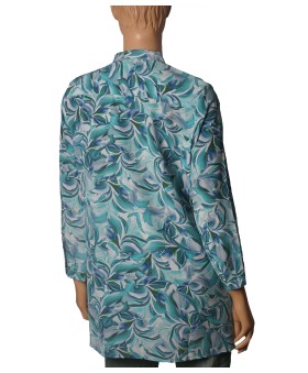 Long Silk Shirt -Lagoon Leaves