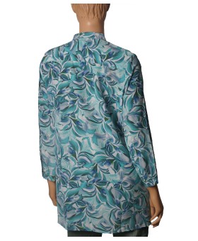 Long Silk Shirt -Lagoon Leaves