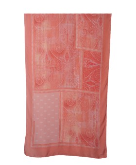 Crepe Silk Scarf - Peach Paisley