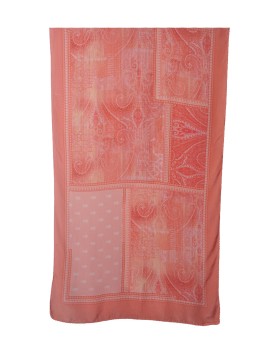Crepe Silk Scarf - Peach Paisley