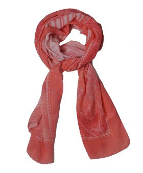 Crepe Silk Scarf - Peach Paisley