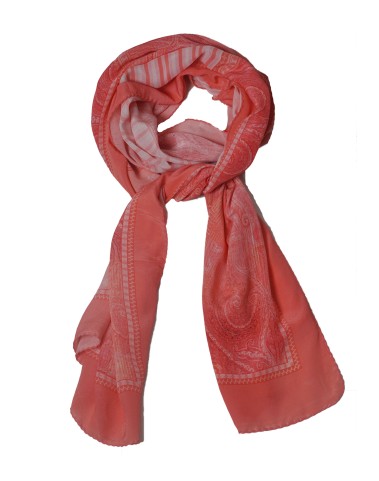 Crepe Silk Scarf - Peach Paisley Crepe Silk Scarf - Peach Paisley
