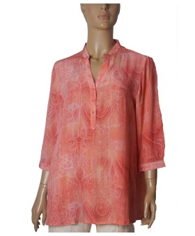 Short Silk Shirt - Peach Paisley