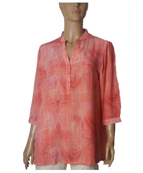 Short Silk Shirt - Peach Paisley