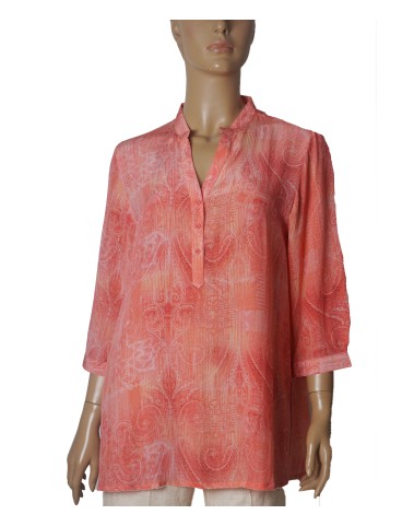 Short Silk Shirt - Peach Paisley Short Silk Shirt - Peach Paisley