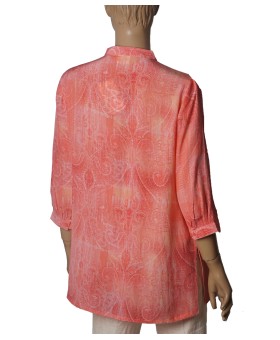 Short Silk Shirt - Peach Paisley