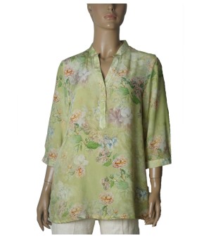 Short Silk Shirt - Vintage Botanica