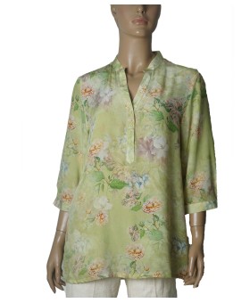 Short Silk Shirt - Vintage Botanica