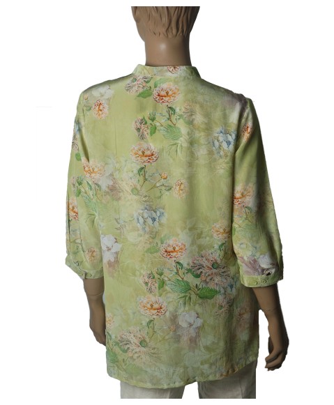 Short Silk Shirt - Vintage Botanica Short Silk Shirt - Vintage Botanica
