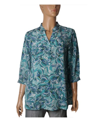 Short Silk Shirt - Lagoon Leaves Short Silk Shirt - Lagoon Leaves