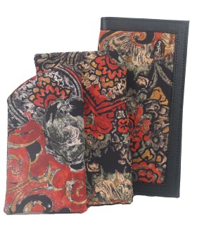 Mobile Spectacle Wallet Set - Black And Red Abstract 