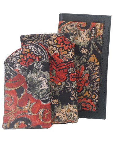 Mobile Spectacle Wallet Set - Black And Red Abstract 
