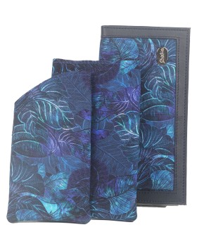 Mobile Spectacle Wallet Set - Blue Leaf