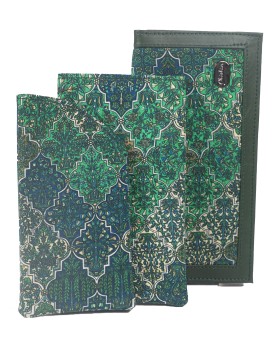 Mobile Spectacle Wallet Set - Green Abstract 