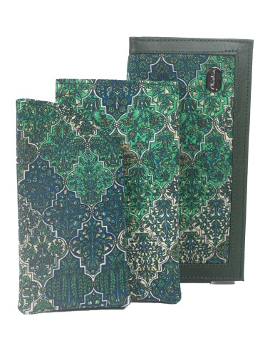 Mobile Spectacle Wallet Set - Green Abstract 