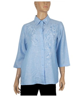 Embroidered Casual Shirt - Light Blue Embroidery 