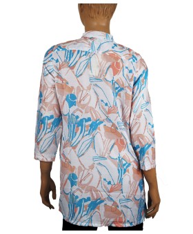 Casual Kurti - Orange And Blue Colour Splash