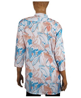 Casual Kurti - Orange And Blue Colour Splash