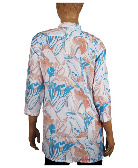 Casual Kurti - Orange And Blue Colour Splash