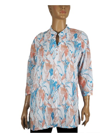 Casual Kurti - Orange And Blue Colour Splash