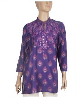 Casual Kurti - Purple Embroidery