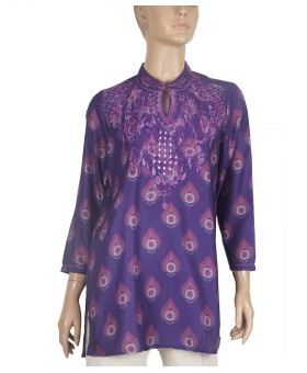 Casual Kurti - Purple Embroidery