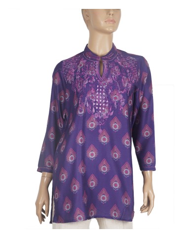 Casual Kurti - Purple Embroidery