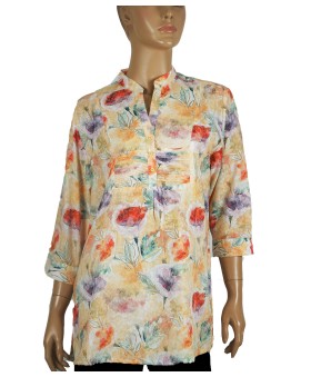 Casual Kurti - Big Red Flowers