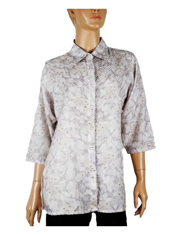 Casual Kurti - Off White Pintuck With Diamond Buttons