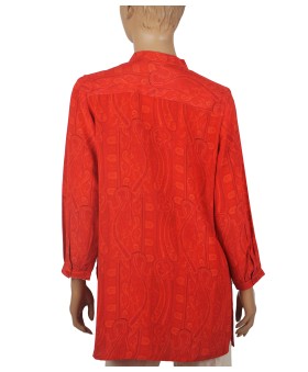 Long Silk Shirt - Red Paisley