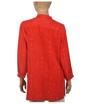 Long Silk Shirt - Red Paisley