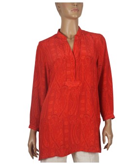 Long Silk Shirt - Red Paisley