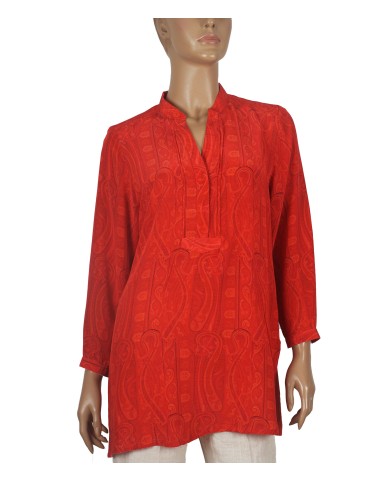 Long Silk Shirt - Red Paisley
