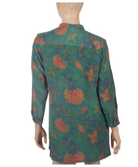 Long Silk Shirt - Rust Floral