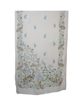 Crepe Silk Scarf - Green Paisley