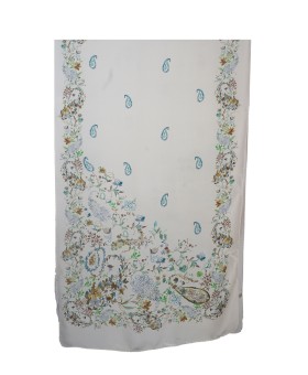 Crepe Silk Scarf - Green Paisley