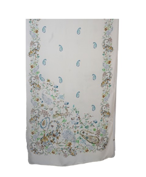 Crepe Silk Scarf - Green Paisley