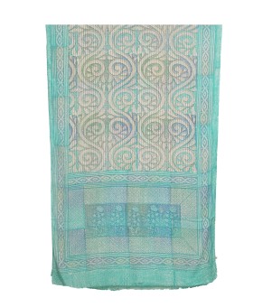 Crepe Silk Scarf - Green Abstract 