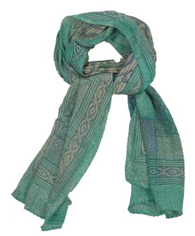 Crepe Silk Scarf - Green Abstract 