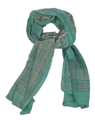 Crepe Silk Scarf - Green Abstract 