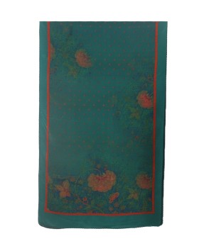Crepe Silk Scarf - Rust Floral