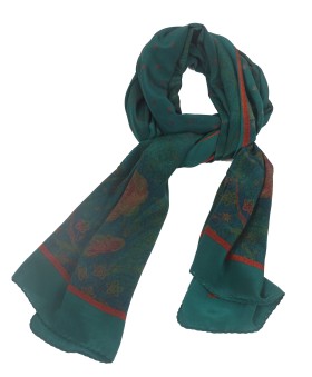 Crepe Silk Scarf - Rust Floral