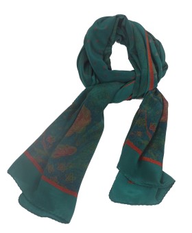 Crepe Silk Scarf - Rust Floral