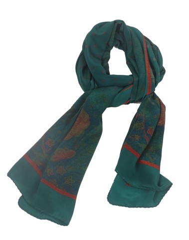 Crepe Silk Scarf - Rust Floral