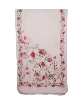 Crepe Silk Scarf - Red Floral