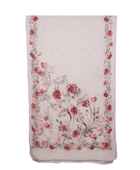 Crepe Silk Scarf - Red Floral