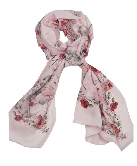 Crepe Silk Scarf - Red Floral